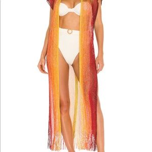 Lili Fama Long Caftan in Sunshine Addict. Designer bathing/swim suit cover up